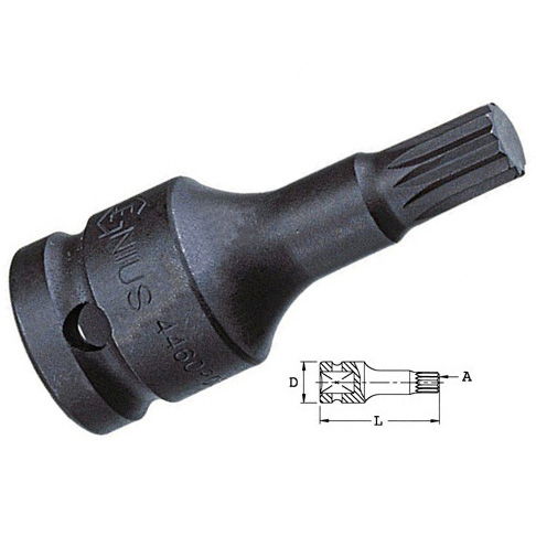 Genius Tools 4476T16 1/2"-os gépi dugókulcs fej, 12-szögű torx, M16 termék fő termékképe