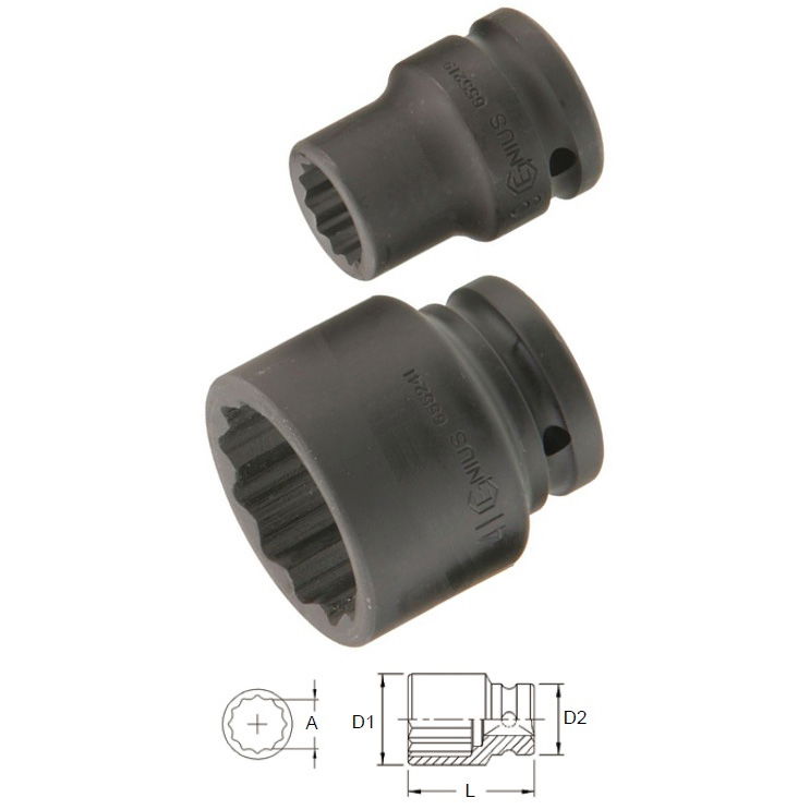 Genius Tools 655230 3/4"-os 12 lapú gépi dugókulcs fej, 30 mm termék fő termékképe